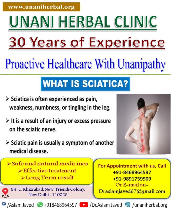 Unani Herbal Ayurvedic treatment for sciatica in Delhi India